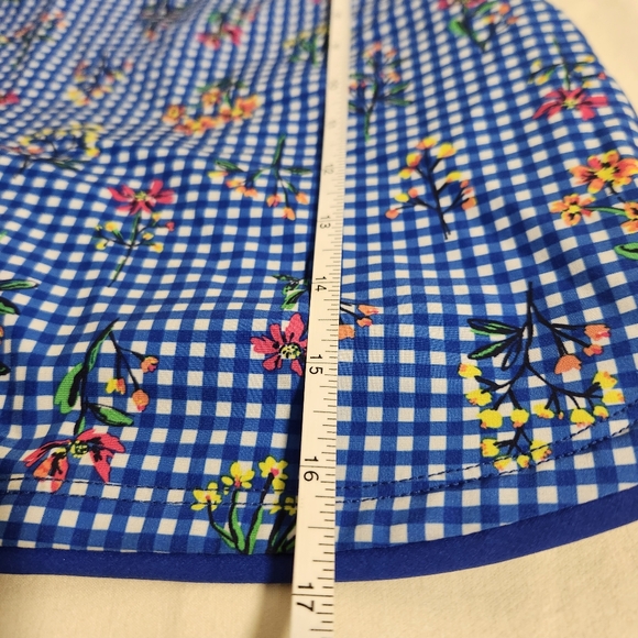 Lands' End Blue White Floral Stretch Skort Tennis Preppy Athletic Pockets SZ 10 - Picture 6 of 14